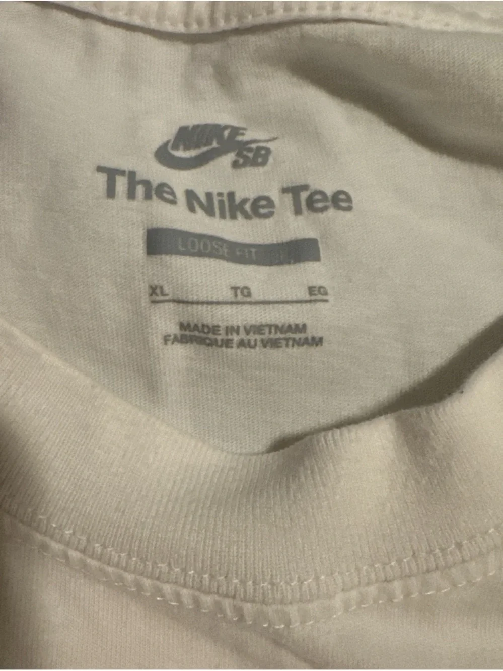 Nike White Short-Sleeve Tee with Blue Chest Graphic